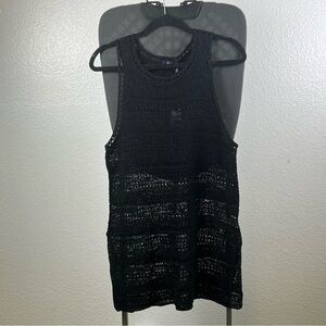 Polo Ralph Lauren Women’s Tunic Top Black Open Knit Crochet Sleeveless Top M